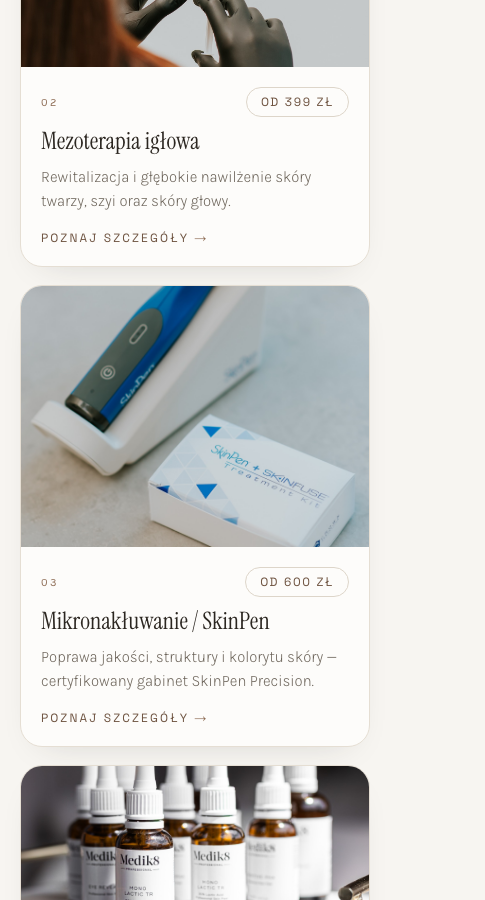 Karty zabiegów na mobile